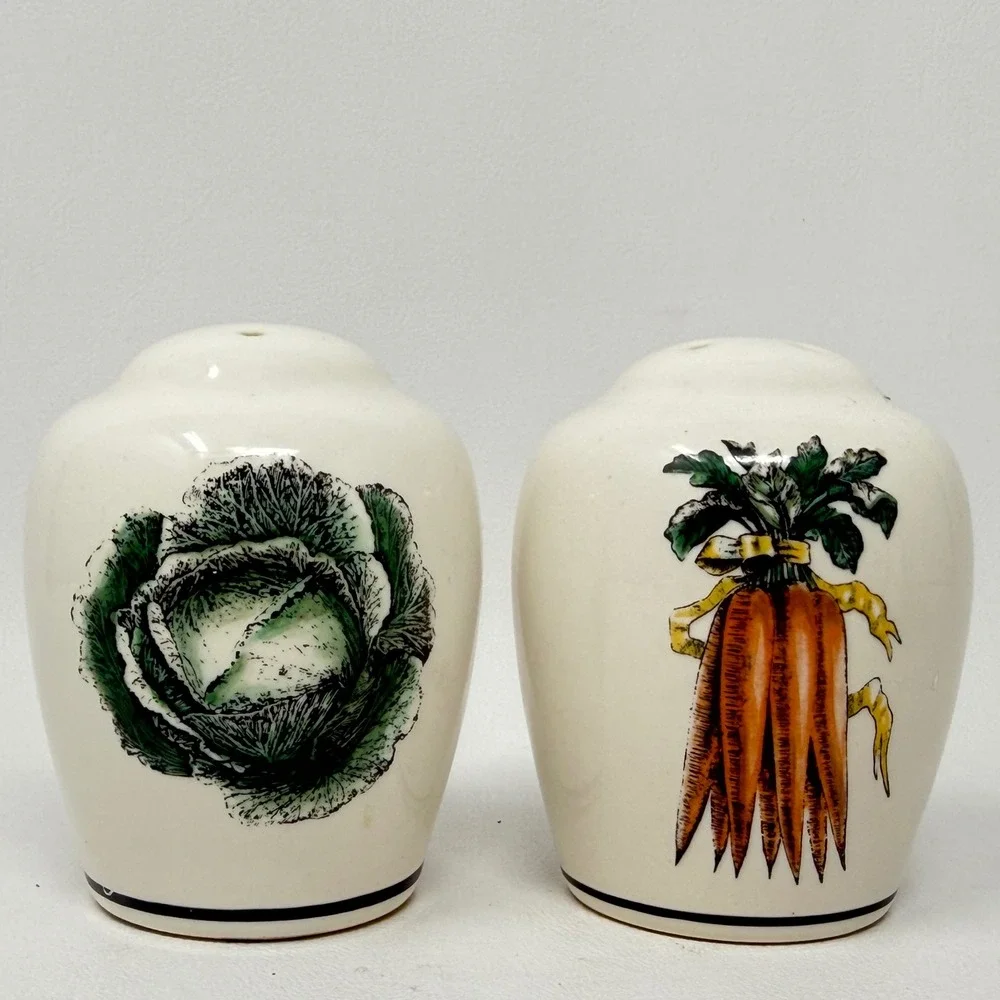 Pfaltzgraff‎ Garden Vegetable Mixing Bowl and Salt Pepper Shakers Set Stoneware